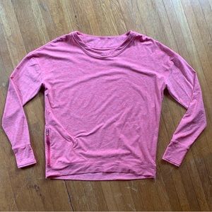 Oiselle Vintage Long Sleeve Drop Shoulder Active Top XL EUC Heathered Pink